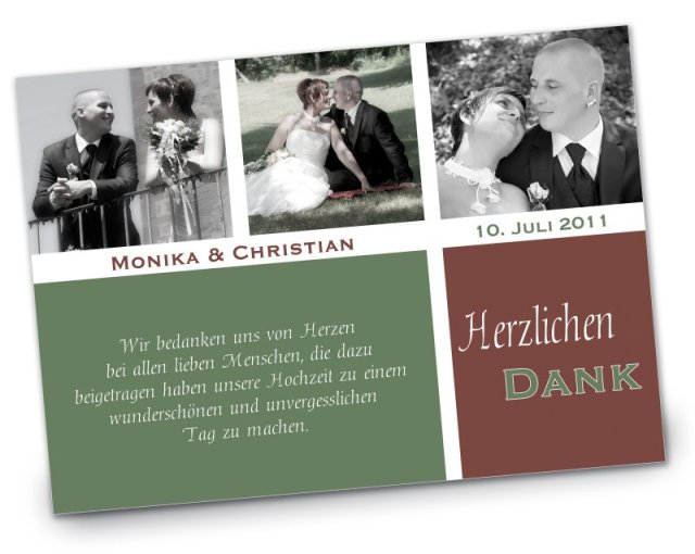 Hochzeit Danksagungskarte DIN A6 A5 hoch Monika Peter gruen