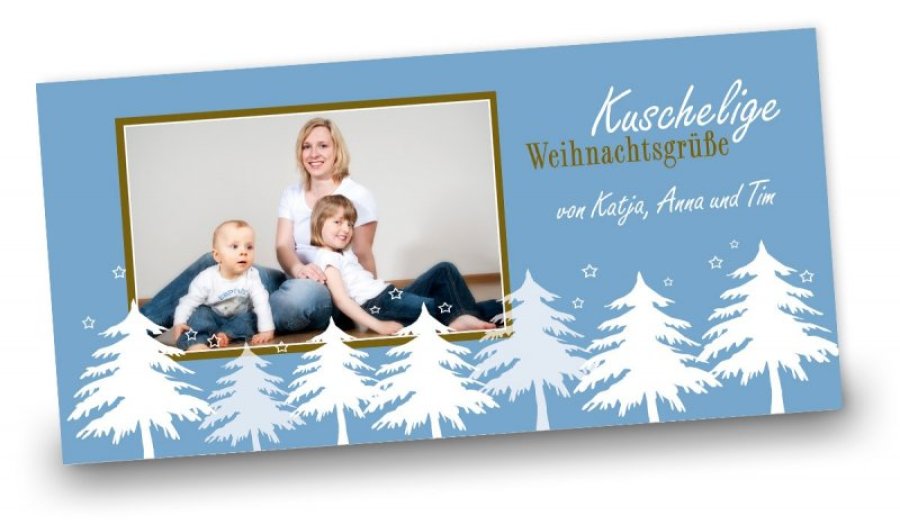 Weihnachten Fotokarte DIN Lang quer Familie Grün