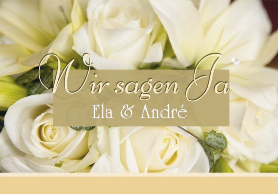 Klappkarte Hochzeit Einladungskarte DIN A5 + DIN A6 quer Ela & Andre